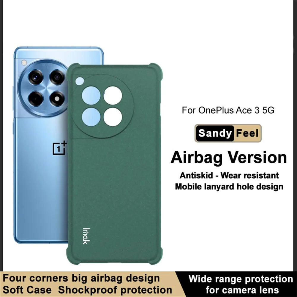 IMAK For OnePlus Ace 3 5G  /  12R 5G Case TPU Matte Anti-fingerprint Phone Back Cover - Green - 2