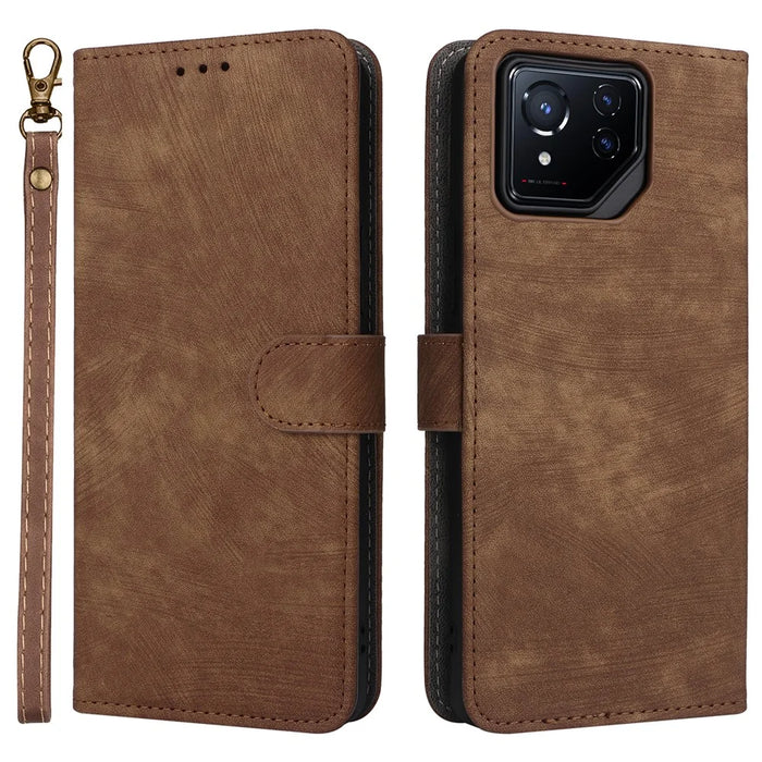For Asus ROG Phone 8 5G / ROG Phone 8 Pro 5G Wallet Phone Case RFID Blocking PU Leather Cover - Brown - 1