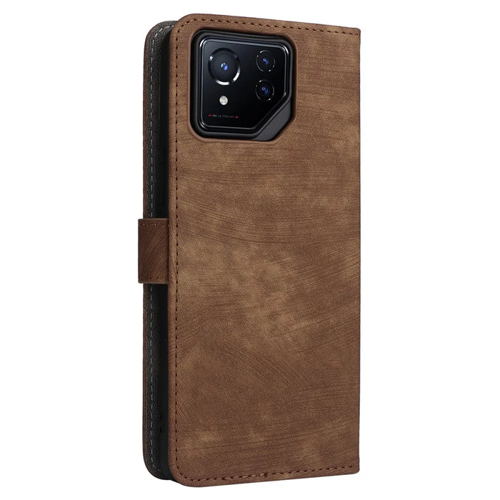 For Asus ROG Phone 8 5G / ROG Phone 8 Pro 5G Wallet Phone Case RFID Blocking PU Leather Cover - Brown - 7