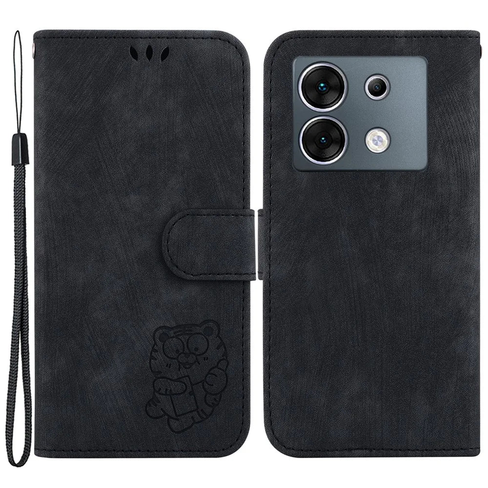 For Infinix Zero 30 5G Leather Case Wallet Phone Cover Tiger Pattern - Black - 1
