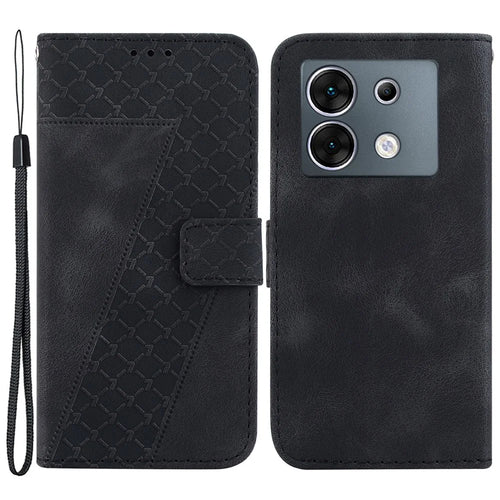For Infinix Zero 30 5G Case PU Leather 7-Shape Imprinted Cell Phone Stand Cover - Black - 1