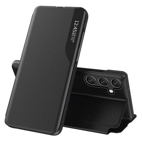 For Samsung Galaxy A25 5G (Global) (161mm) Case View Window PU Leather Stand Cover - Black - 1