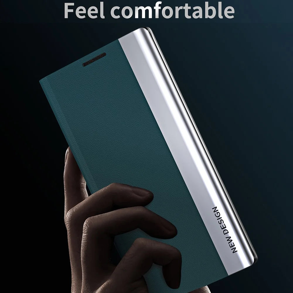 For Samsung Galaxy A25 5G (Global) (161.0 x 76.5 x 8.3mm) Case Drop-proof PC Shell+Leather Stand Phone Cover - Green - 7