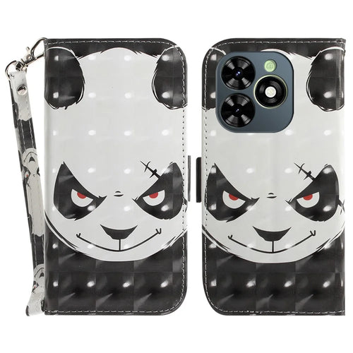 For Infinix Smart 8 4G / Smart 8 HD 4G / Hot 40i Cover Stylish Printed Leather Phone Case with Strap - Angry Panda - 1