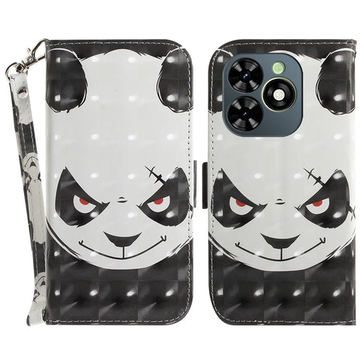 For Infinix Smart 8 4G / Smart 8 HD 4G / Hot 40i Cover Stylish Printed Leather Phone Case with Strap - Angry Panda - 1