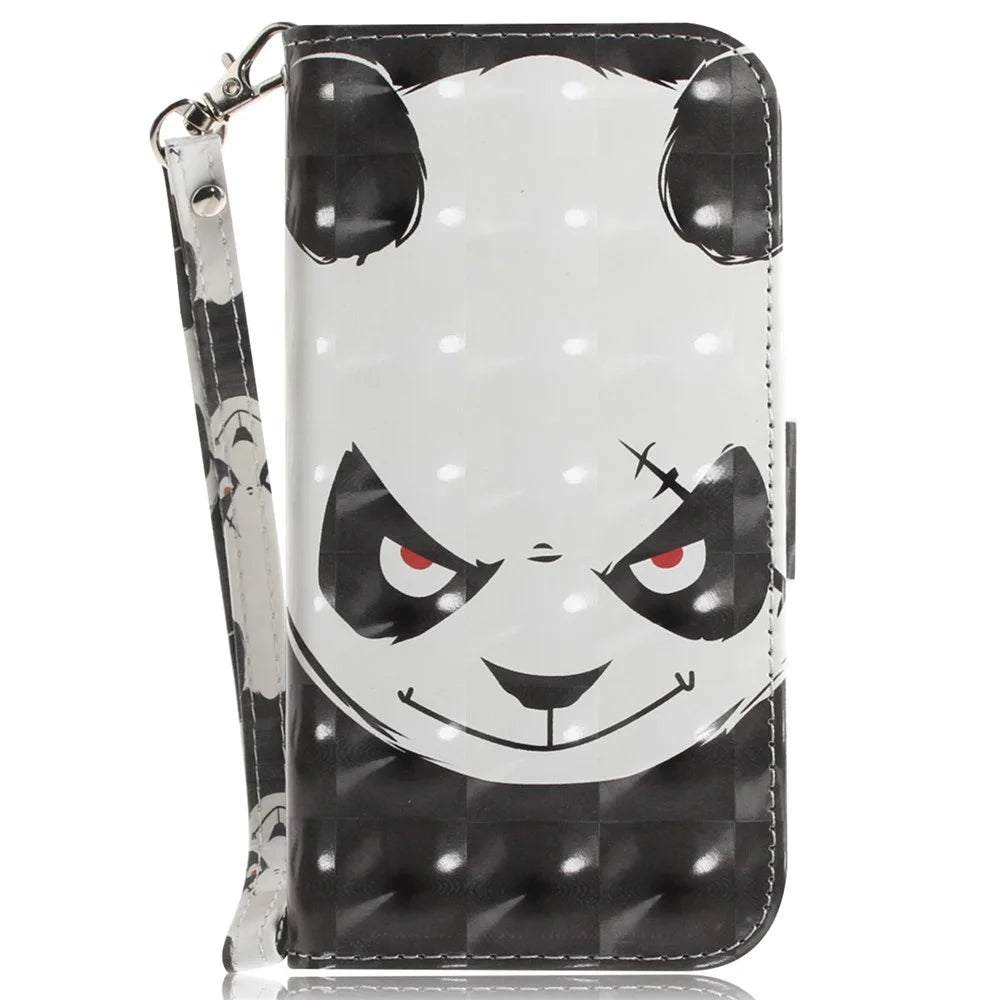 For Infinix Smart 8 4G / Smart 8 HD 4G / Hot 40i Cover Stylish Printed Leather Phone Case with Strap - Angry Panda - 6