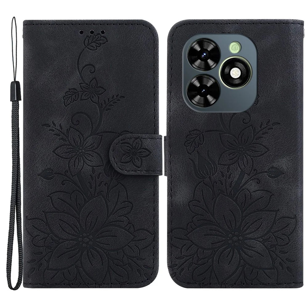 For TECNO Spark Go 2024 4G / Spark 20 / Spark 20C / Pop 8 Case Wallet Cell Phone Stand Cover - Black - 1