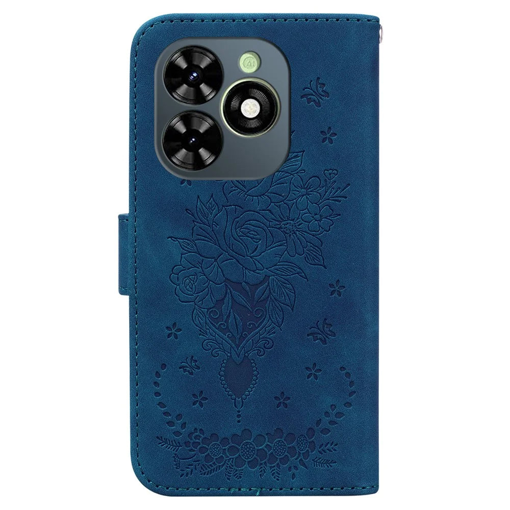 For Infinix Smart 8 4G / Smart 8 HD 4G / Hot 40i Cell Phone Case PU Leather Wallet Stand Cover - Blue - 7