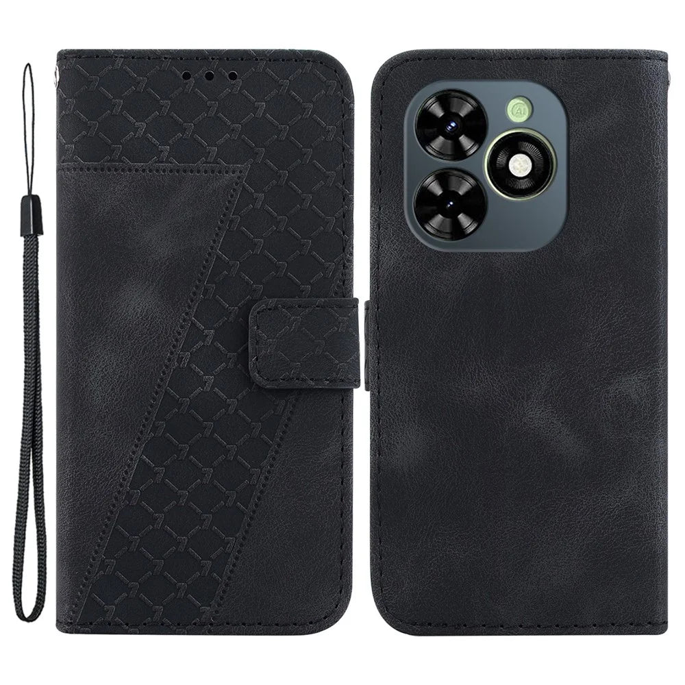 For Infinix Smart 8 4G / Smart 8 HD 4G / Hot 40i Phone Case 7-Shape Imprinted Leather Cover - Black - 1