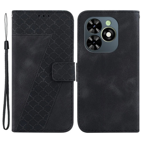 For Infinix Smart 8 4G / Smart 8 HD 4G / Hot 40i Phone Case 7-Shape Imprinted Leather Cover - Black - 1