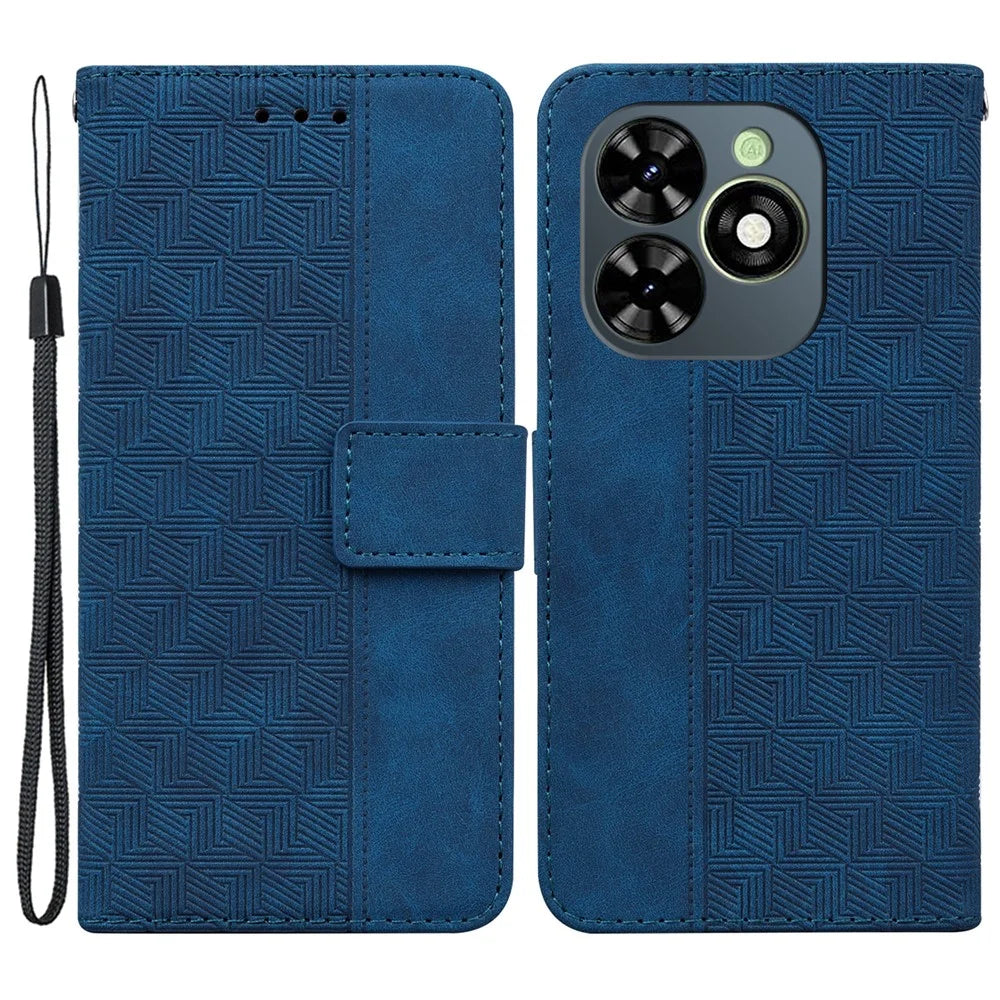 For Infinix Smart 8 4G / Smart 8 HD 4G / Hot 40i Cell Phone Case Leather Wallet Shockproof Cover - Blue - 1