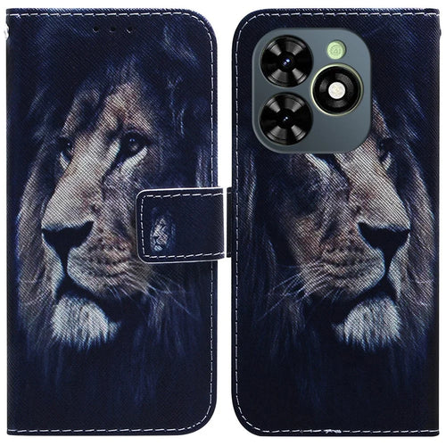 For Infinix Smart 8 4G / Smart 8 HD 4G / Hot 40i Cover Pattern Printing Leather Stand Phone Case - Lion - 1