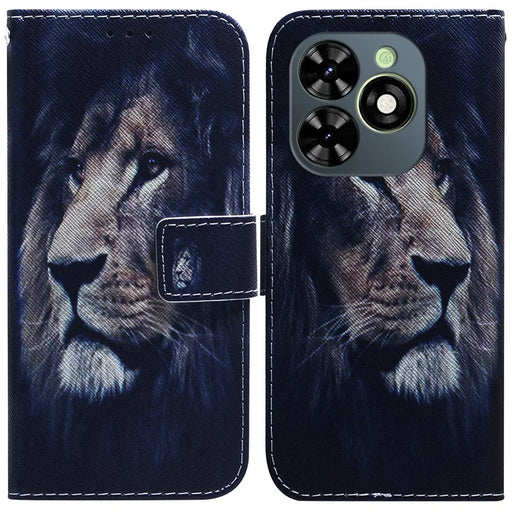 For Infinix Smart 8 4G / Smart 8 HD 4G / Hot 40i Cover Pattern Printing Leather Stand Phone Case - Lion - 1