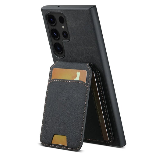 SUTENI H02 For Samsung Galaxy S24 Ultra Case Card Slots Phone Kickstand Cover - Black - 2