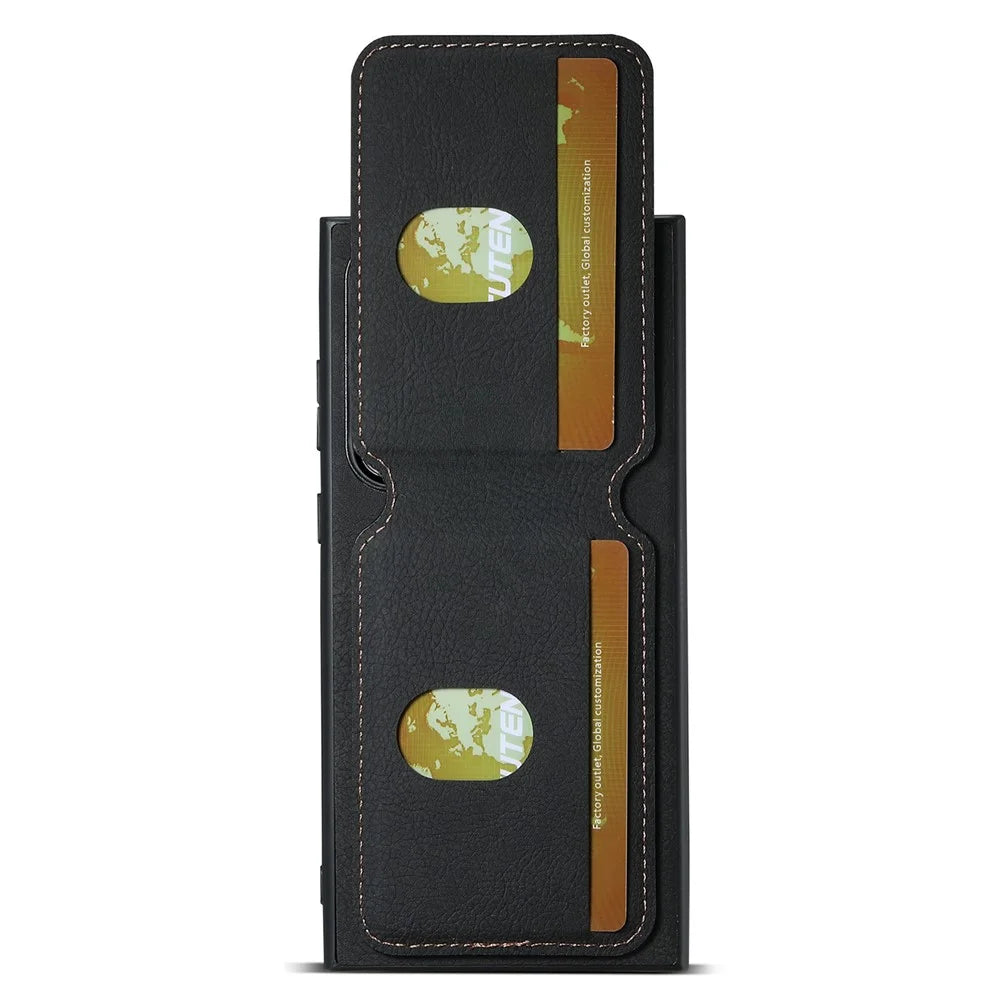 SUTENI H02 For Samsung Galaxy S24 Ultra Case Card Slots Phone Kickstand Cover - Black - 4