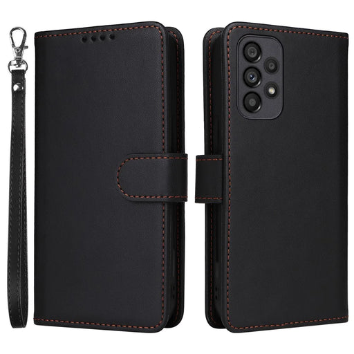 For Samsung Galaxy A73 5G Magnetic Case BETOPNICE Detachable PU Leather Phone Cover with Strap - Black - 1