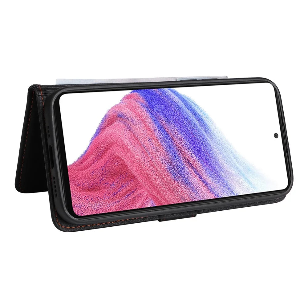 For Samsung Galaxy A73 5G Magnetic Case BETOPNICE Detachable PU Leather Phone Cover with Strap - Black - 4