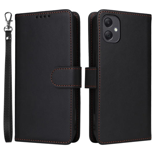For Samsung Galaxy A05 4G Magnetic Case BETOPNICE Detachable PU Leather Phone Cover with Strap - Black - 1