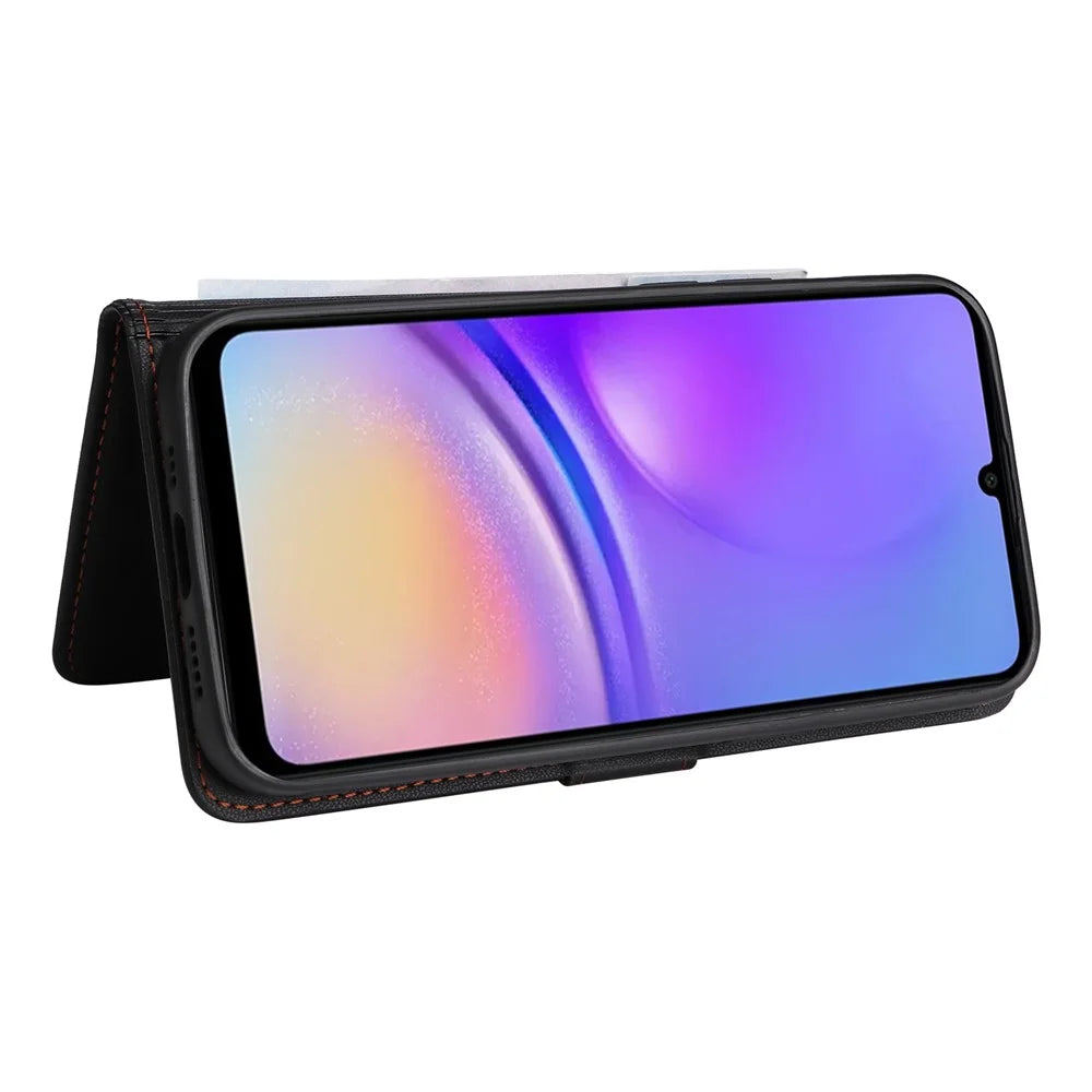 For Samsung Galaxy A05 4G Magnetic Case BETOPNICE Detachable PU Leather Phone Cover with Strap - Black - 4