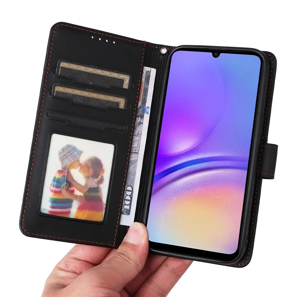 For Samsung Galaxy A05 4G Magnetic Case BETOPNICE Detachable PU Leather Phone Cover with Strap - Black - 6