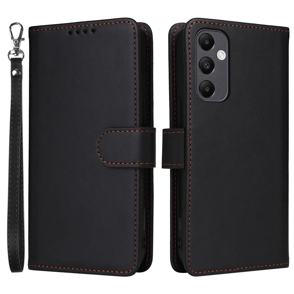For Samsung Galaxy A05s 4G Magnetic Case BETOPNICE Detachable PU Leather Phone Cover with Strap - Black - 1