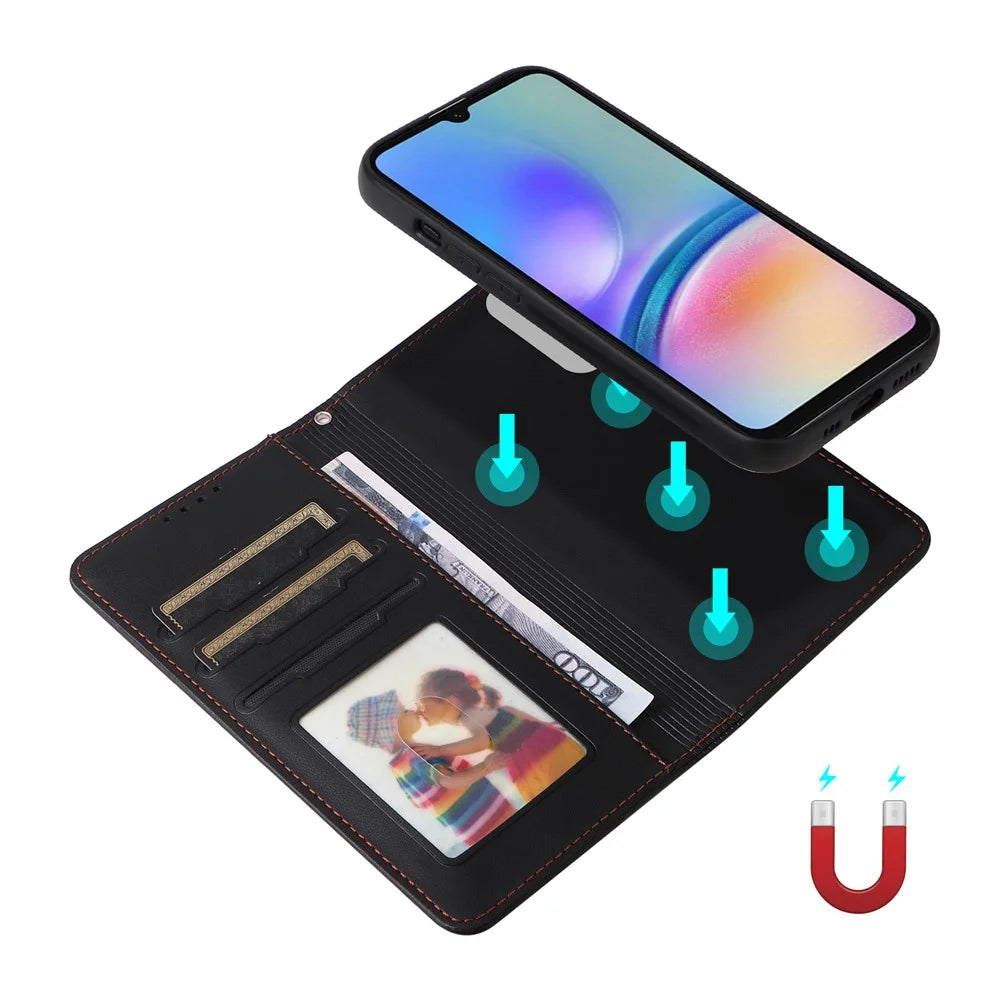 For Samsung Galaxy A05s 4G Magnetic Case BETOPNICE Detachable PU Leather Phone Cover with Strap - Black - 3