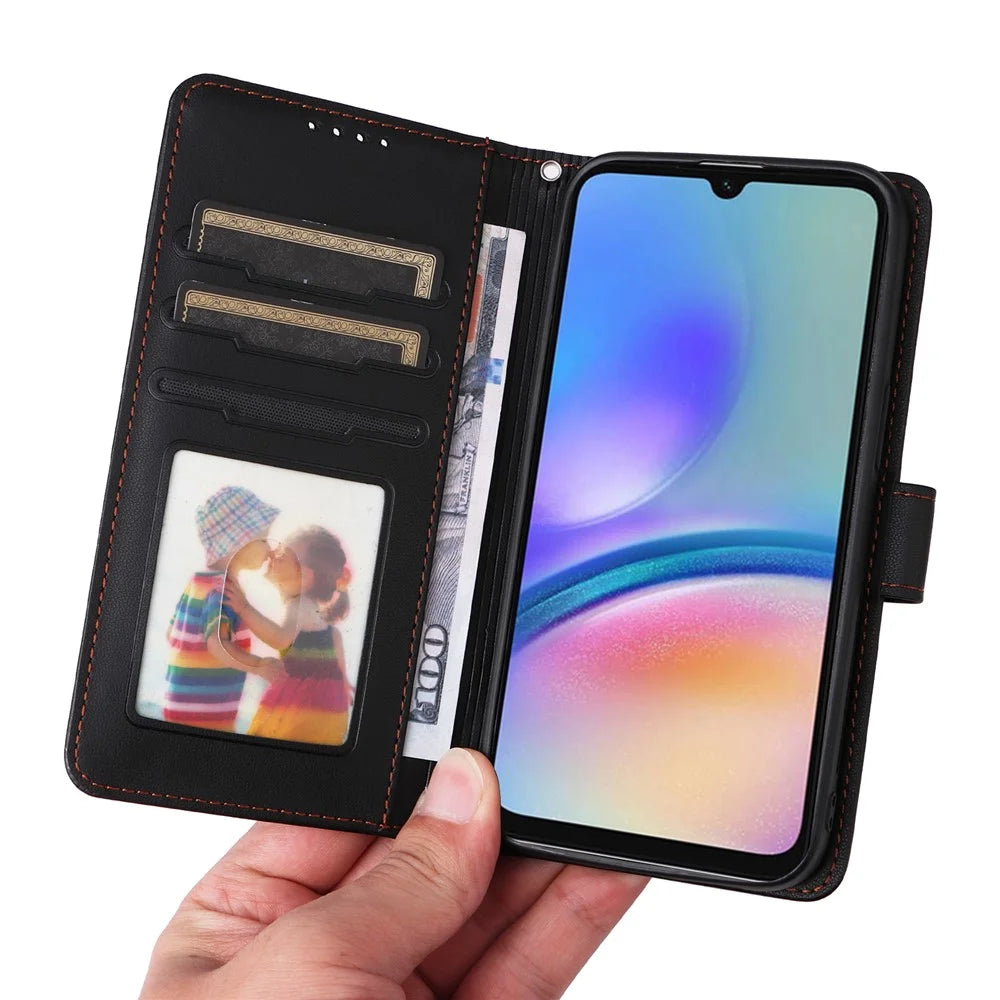 For Samsung Galaxy A05s 4G Magnetic Case BETOPNICE Detachable PU Leather Phone Cover with Strap - Black - 6
