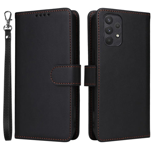 For Samsung Galaxy A32 4G (EU) Magnetic Case BETOPNICE Detachable PU Leather Phone Cover with Strap - Black - 1