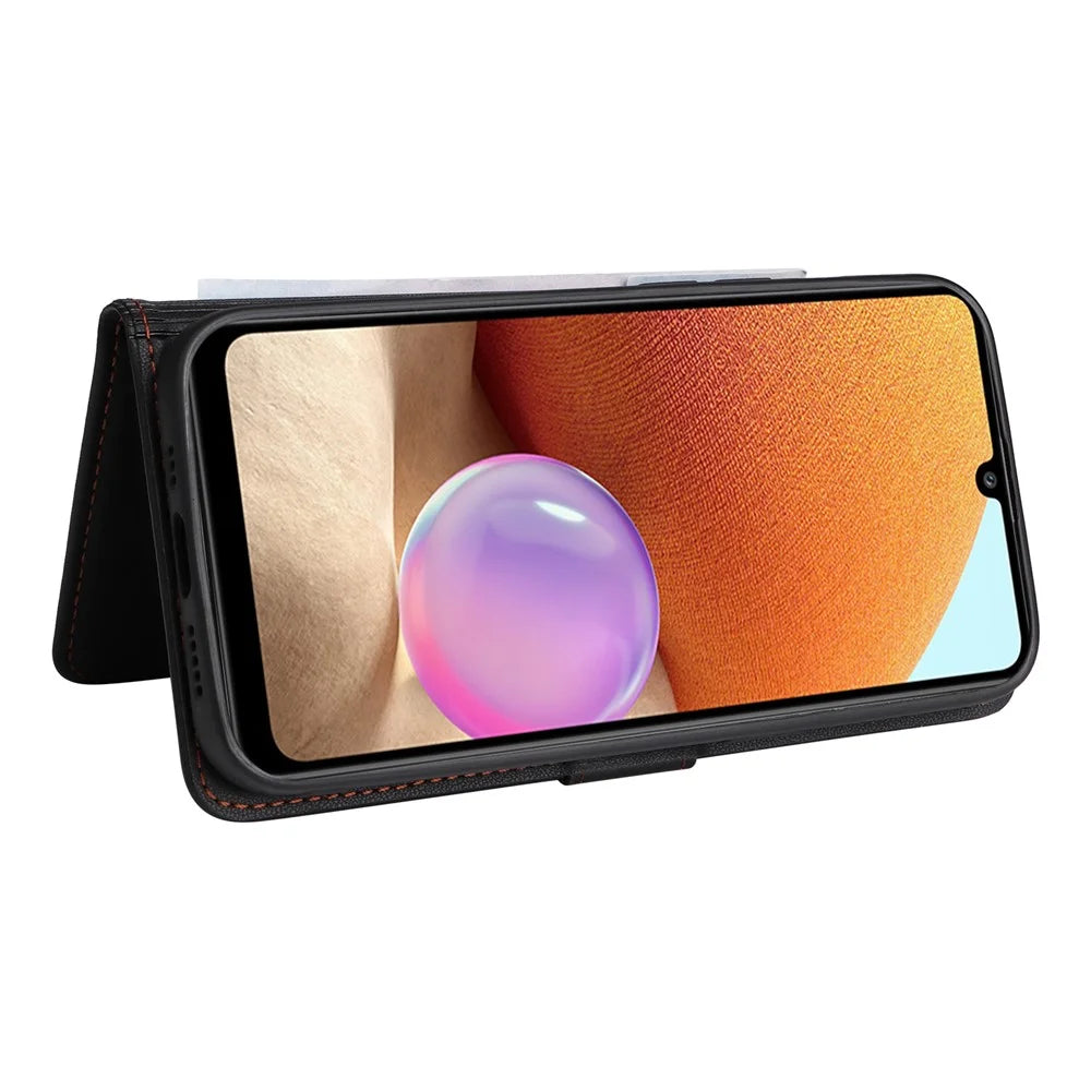 For Samsung Galaxy A32 4G (EU) Magnetic Case BETOPNICE Detachable PU Leather Phone Cover with Strap - Black - 5
