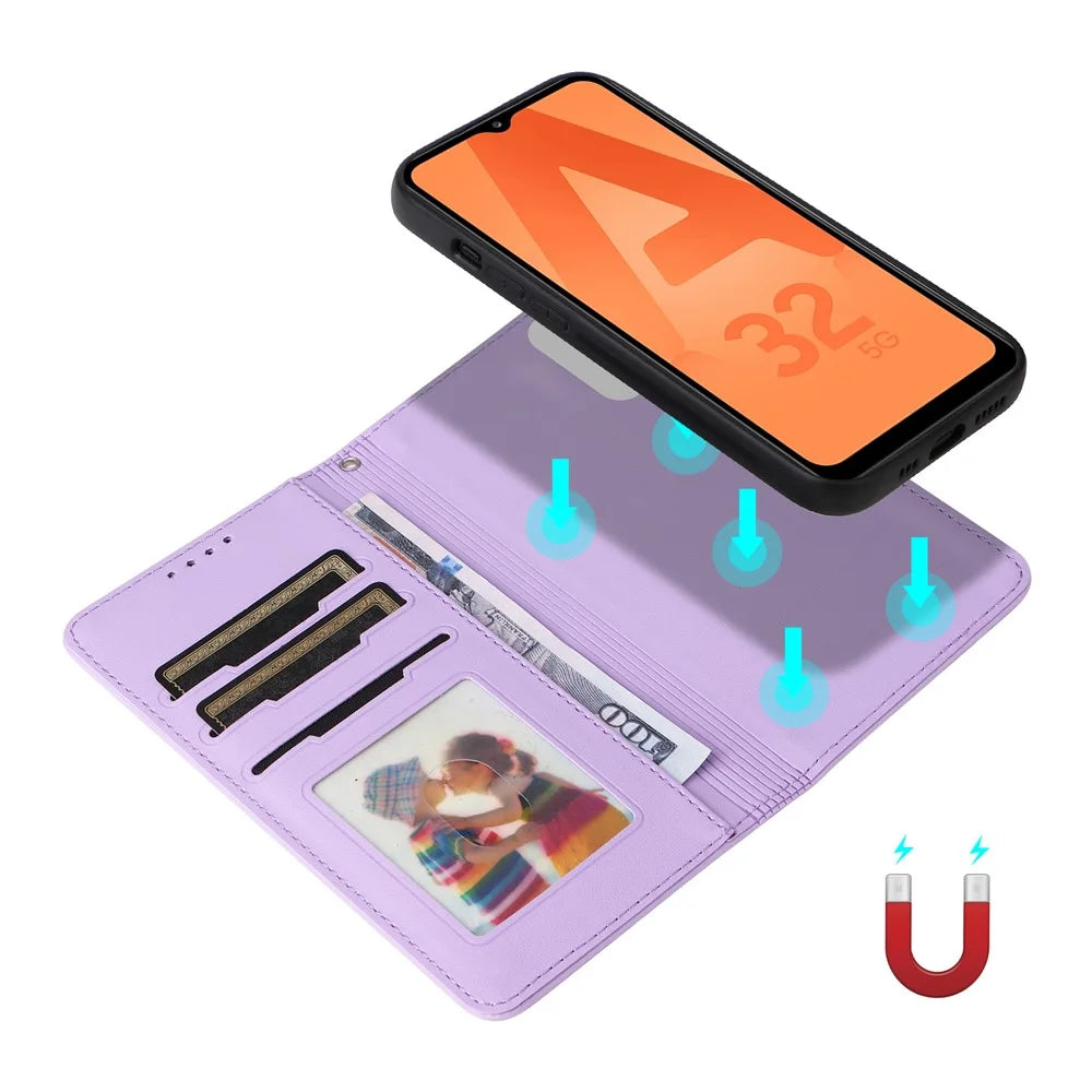For Samsung Galaxy A32 5G / M32 5G Magnetic Case BETOPNICE Detachable PU Leather Phone Cover with Strap - Purple - 4