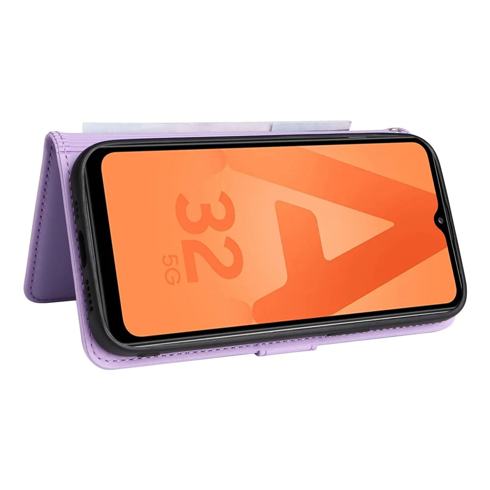 For Samsung Galaxy A32 5G / M32 5G Magnetic Case BETOPNICE Detachable PU Leather Phone Cover with Strap - Purple - 5