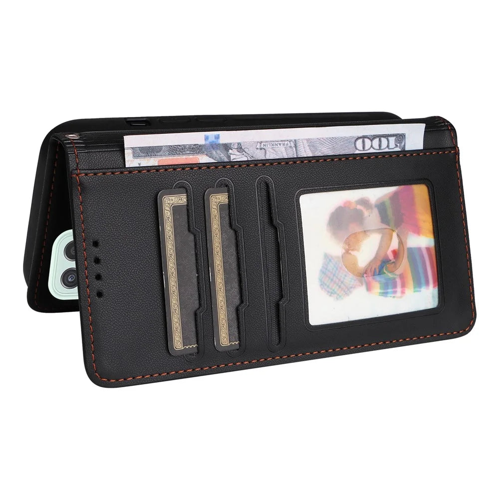 For Samsung Galaxy A22 4G (EU) / M22 / F22 / M32 (Global) 4G Magnetic Case BETOPNICE Detachable PU Leather Phone Cover with Strap - Black - 5
