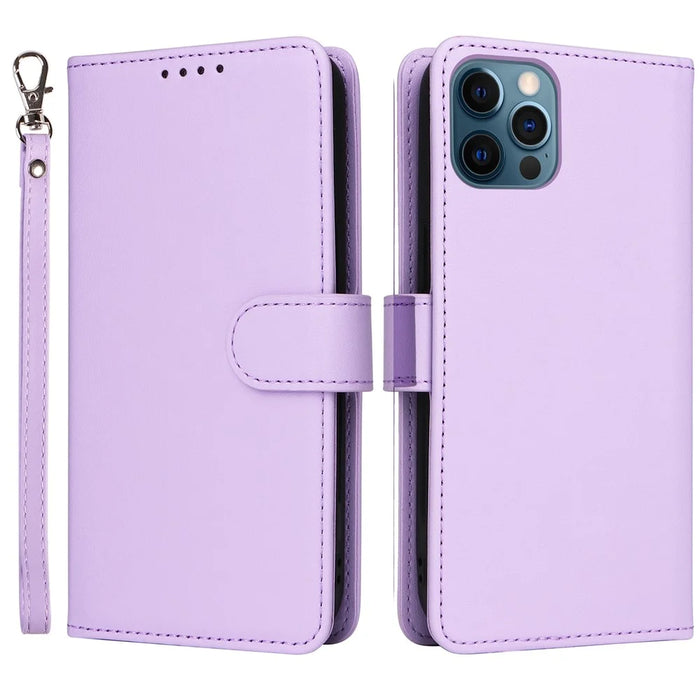 For iPhone 12 Pro Max Magnetic Case BETOPNICE Detachable PU Leather Phone Cover with Strap - Purple - 1
