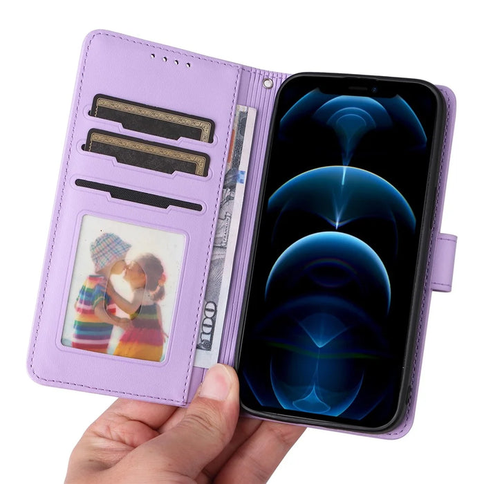 For iPhone 12 Pro Max Magnetic Case BETOPNICE Detachable PU Leather Phone Cover with Strap - Purple - 3