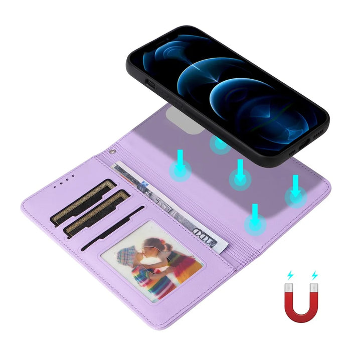 For iPhone 12 Pro Max Magnetic Case BETOPNICE Detachable PU Leather Phone Cover with Strap - Purple - 4