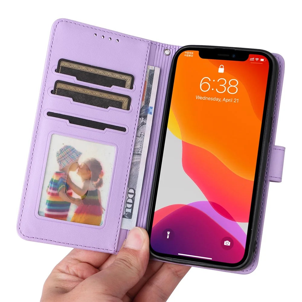 For iPhone 12 / 12 Pro Magnetic Case BETOPNICE Detachable PU Leather Phone Cover with Strap - Purple - 3