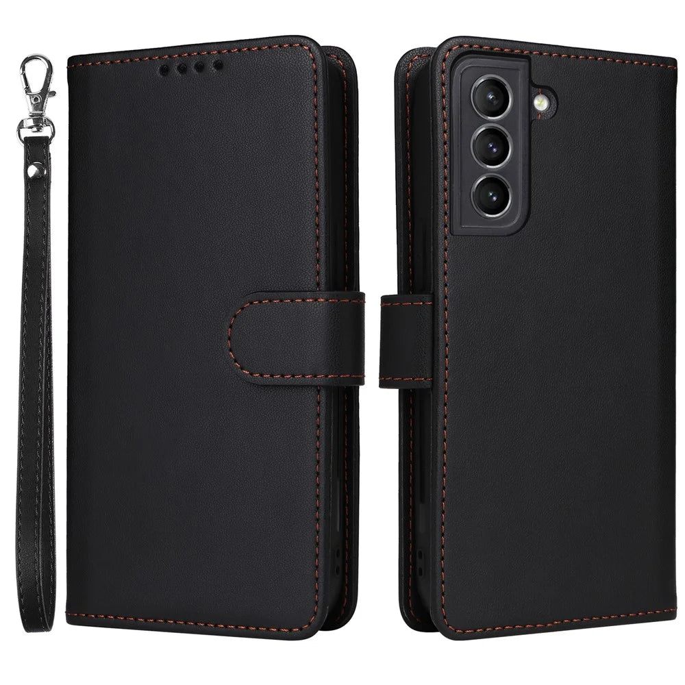 BETOPNICE 005 For Samsung Galaxy S21 4G / S21 5G Cell Phone Case Anti-shock Detachable PU Leather Shell - Black - 1