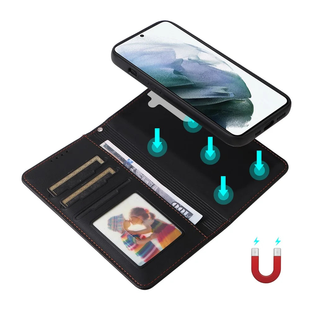 BETOPNICE 005 For Samsung Galaxy S21 4G / S21 5G Cell Phone Case Anti-shock Detachable PU Leather Shell - Black - 4
