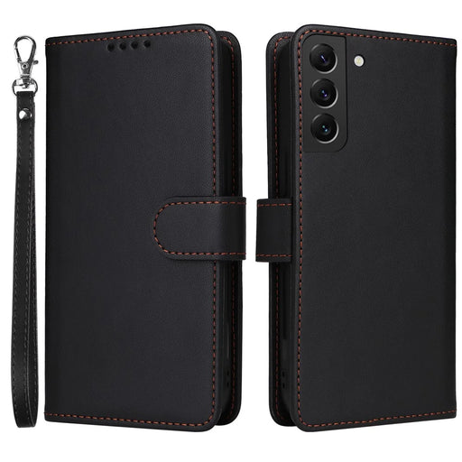 For Samsung Galaxy S22+ 5G Magnetic Case BETOPNICE Detachable PU Leather Phone Cover with Strap - Black - 1
