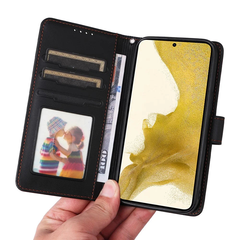 For Samsung Galaxy S22+ 5G Magnetic Case BETOPNICE Detachable PU Leather Phone Cover with Strap - Black - 3