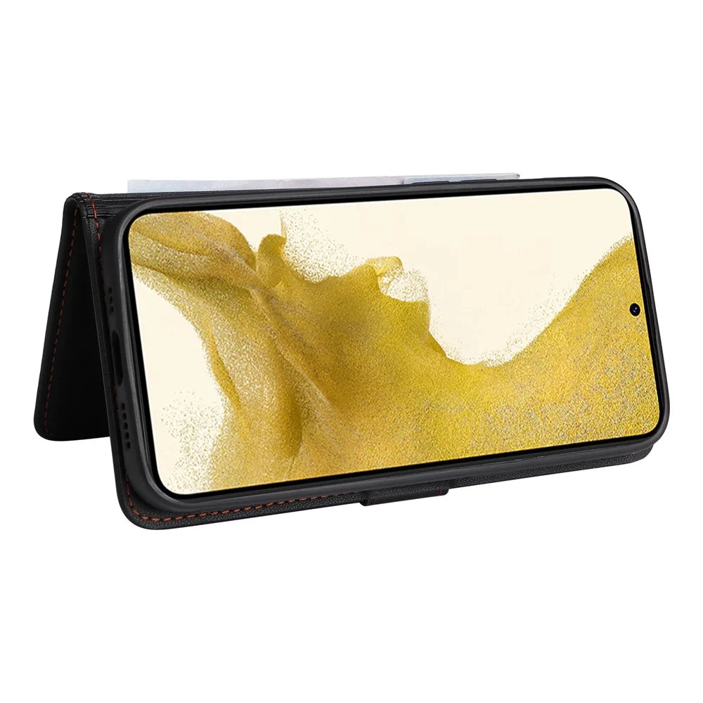 For Samsung Galaxy S22+ 5G Magnetic Case BETOPNICE Detachable PU Leather Phone Cover with Strap - Black - 5