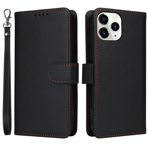 For iPhone 11 Pro Magnetic Case BETOPNICE Detachable PU Leather Phone Cover with Strap - Black - 1