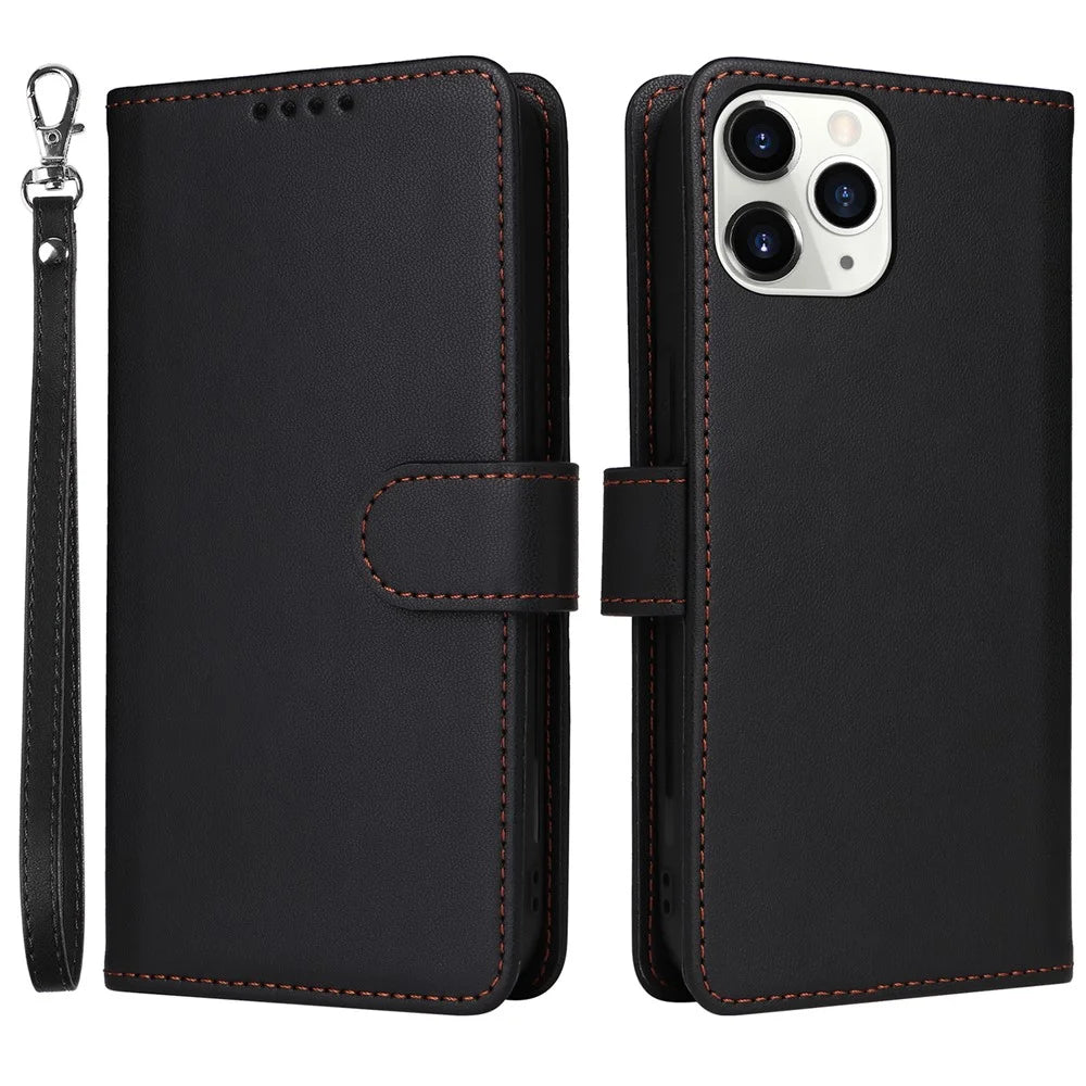 For iPhone 11 Pro Magnetic Case BETOPNICE Detachable PU Leather Phone Cover with Strap - Black - 1