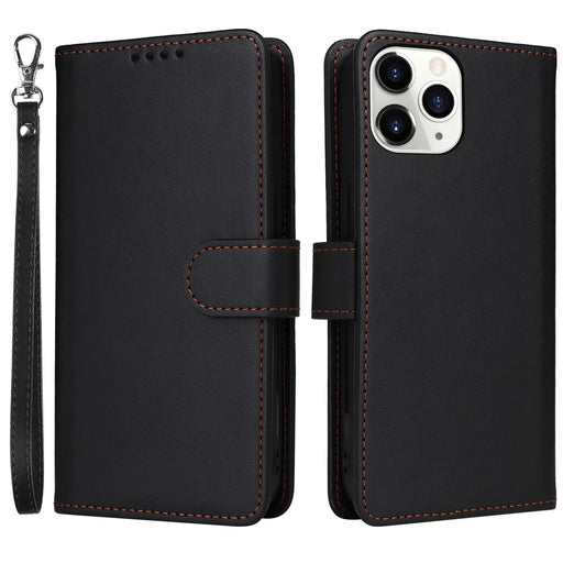 For iPhone 11 Pro Magnetic Case BETOPNICE Detachable PU Leather Phone Cover with Strap - Black - 1