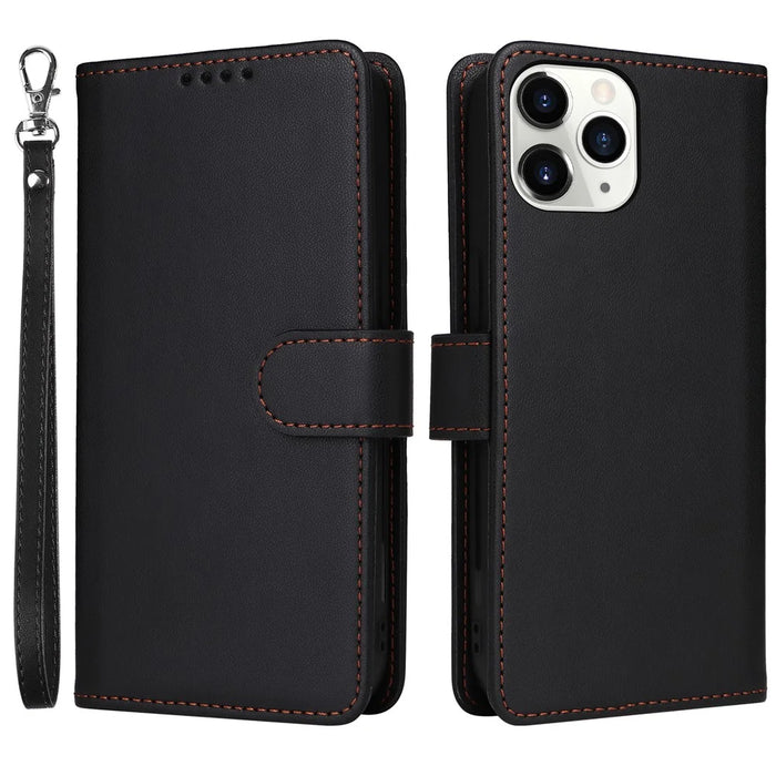 For iPhone 11 Pro Magnetic Case BETOPNICE Detachable PU Leather Phone Cover with Strap - Black - 1