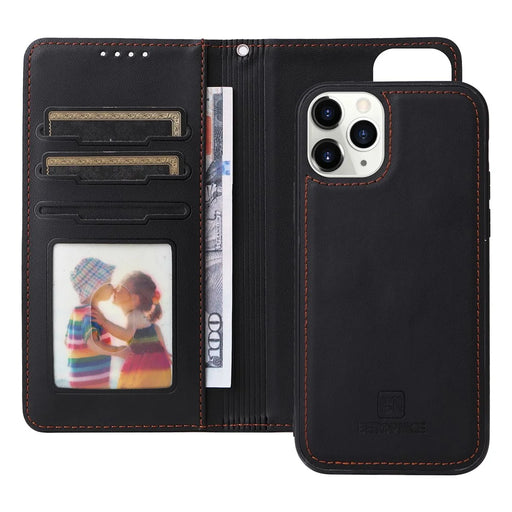 For iPhone 11 Pro Magnetic Case BETOPNICE Detachable PU Leather Phone Cover with Strap - Black - 2