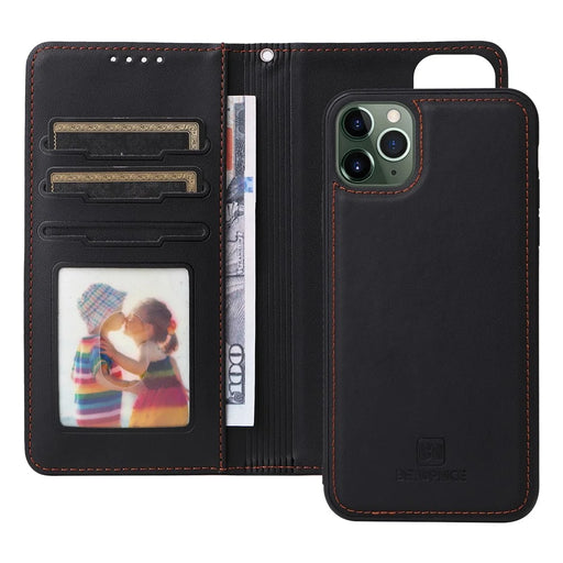 For iPhone 11 Pro Max Magnetic Case BETOPNICE Detachable PU Leather Phone Cover with Strap - Black - 2