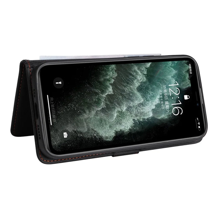 For iPhone 11 Pro Max Magnetic Case BETOPNICE Detachable PU Leather Phone Cover with Strap - Black - 5