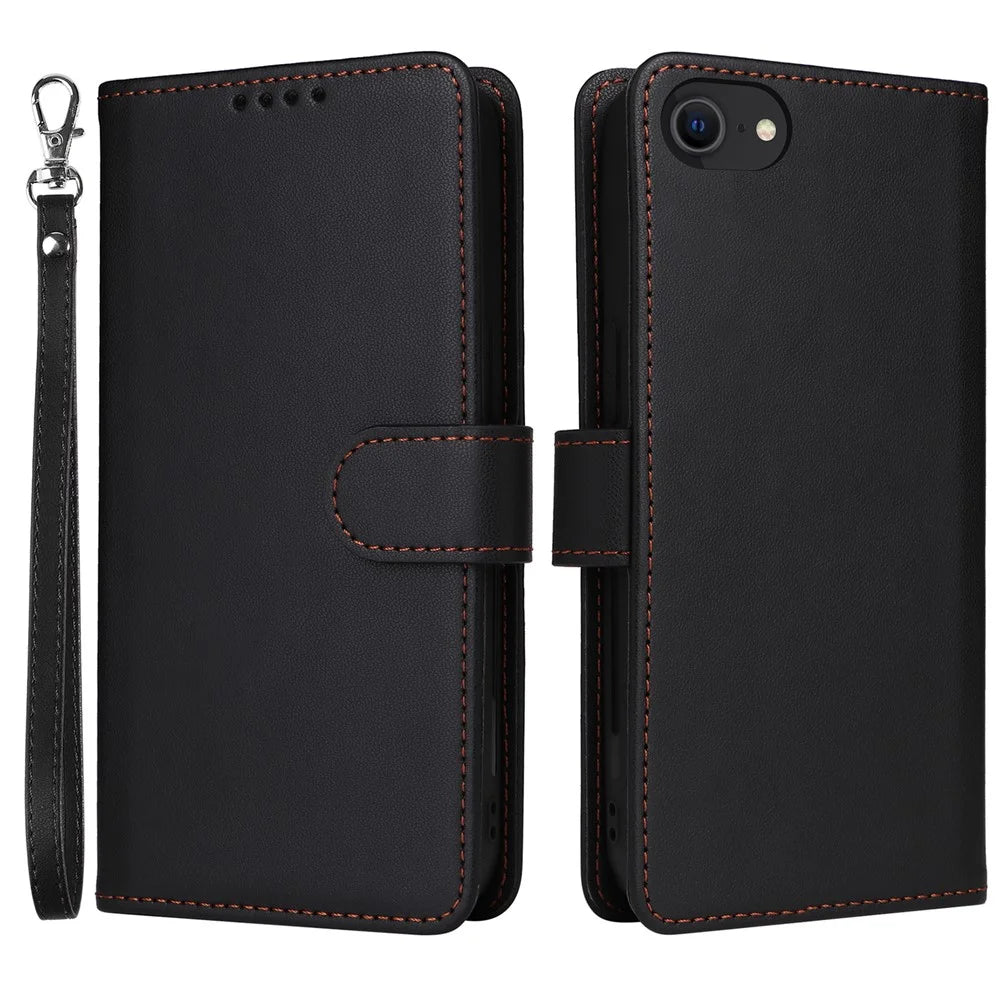 For iPhone 6 / 6s / 7 / 8 4.7 inch / SE (2022) / SE (2020) Magnetic Case BETOPNICE Detachable PU Leather Phone Cover with Strap - Black - 1