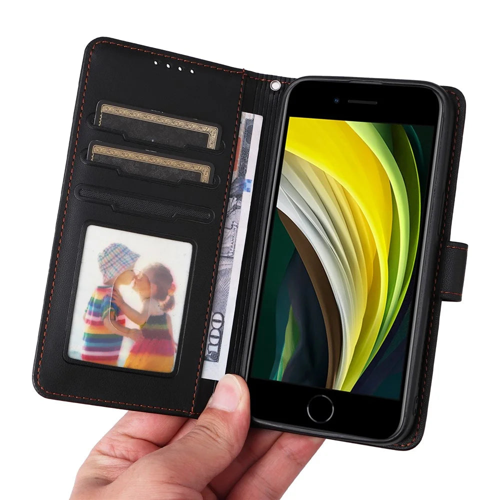 For iPhone 6 / 6s / 7 / 8 4.7 inch / SE (2022) / SE (2020) Magnetic Case BETOPNICE Detachable PU Leather Phone Cover with Strap - Black - 3